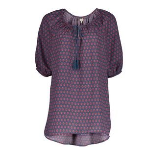 Blue & Mauve Foulard Tie-Accent Tunic